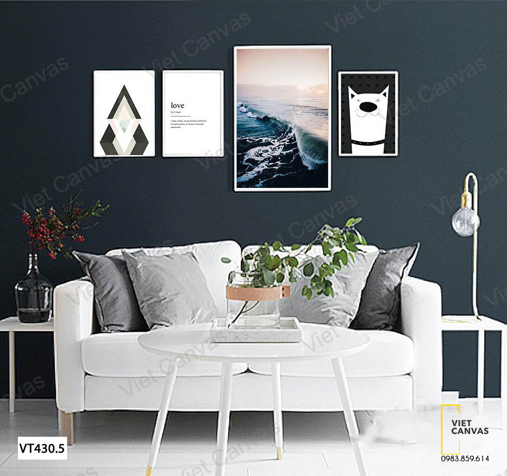 Bộ 4 Tranh Biển Và Chú Chó - VT430.5