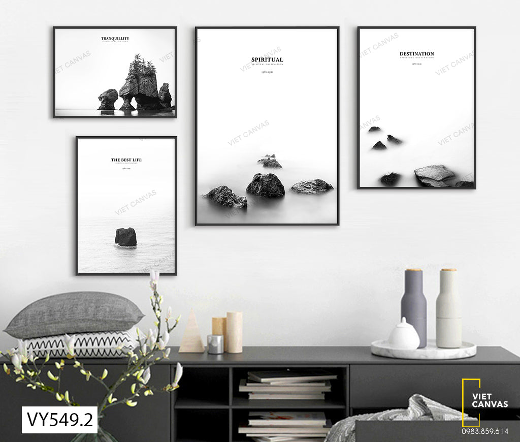 Bộ 4 Tranh Bờ Biển Trắng Xóa - VY549.2