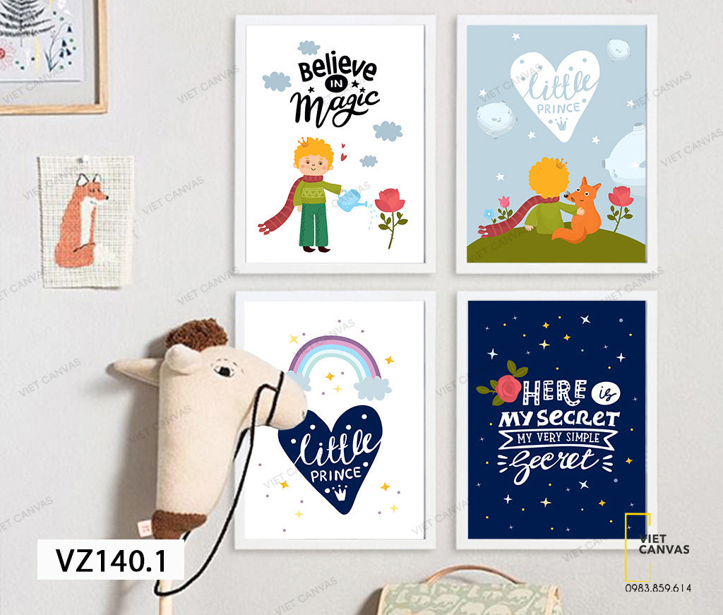 Bộ 4 Tranh Hoạt Hình Và Quotes - VZ140.1