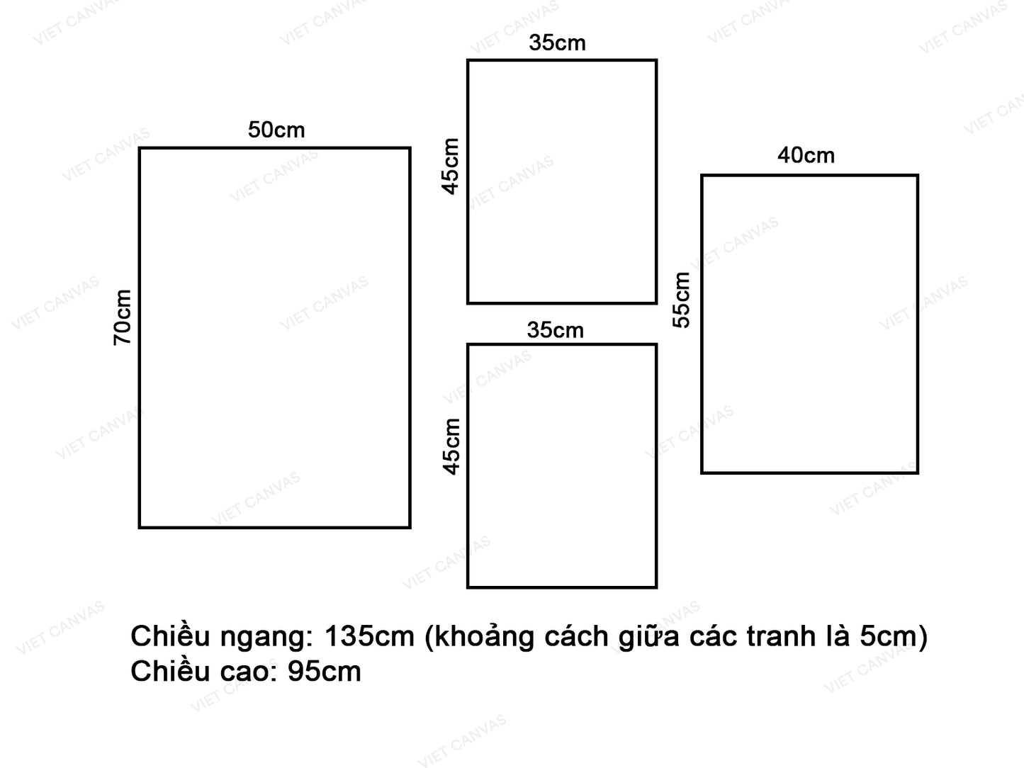 Bộ 4 Tranh Cánh Đồng, Quả Táo, Trái Tim Và Đỉnh Núi - VY627.2
