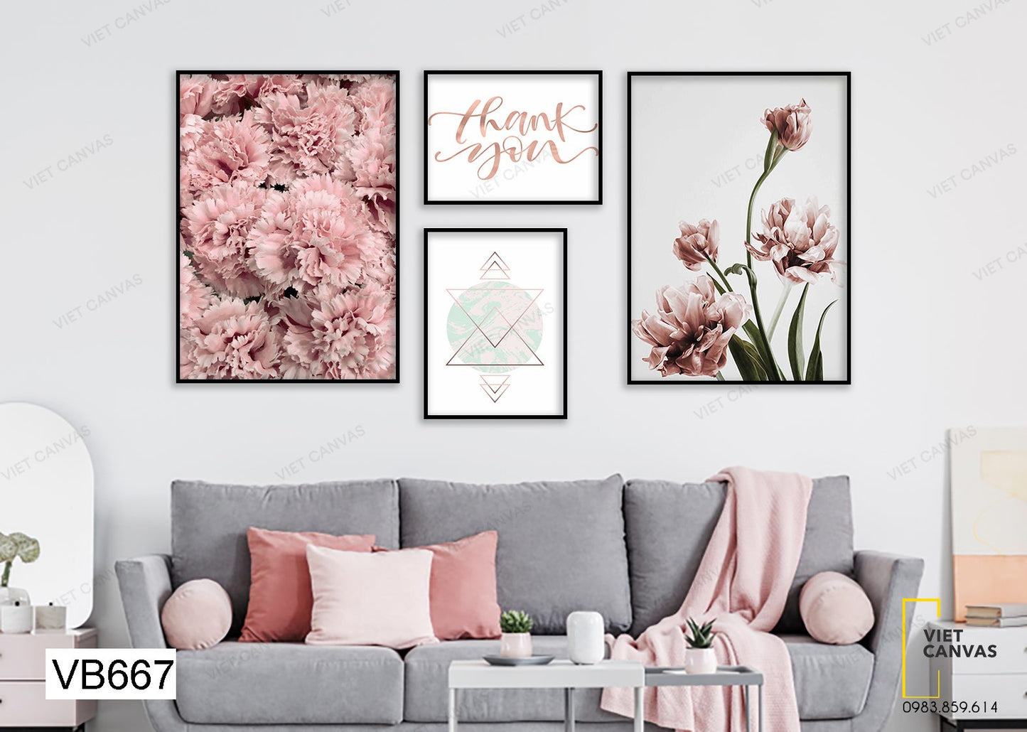 Bộ 4 Tranh Vẻ Đẹp Tinh Tế Của Hoa Mẫu Đơn - VB667