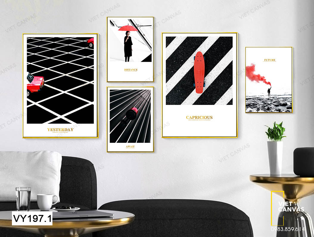 Bộ 4 Tranh Xe Cộ Và Người Trước Cảnh - VY197.1