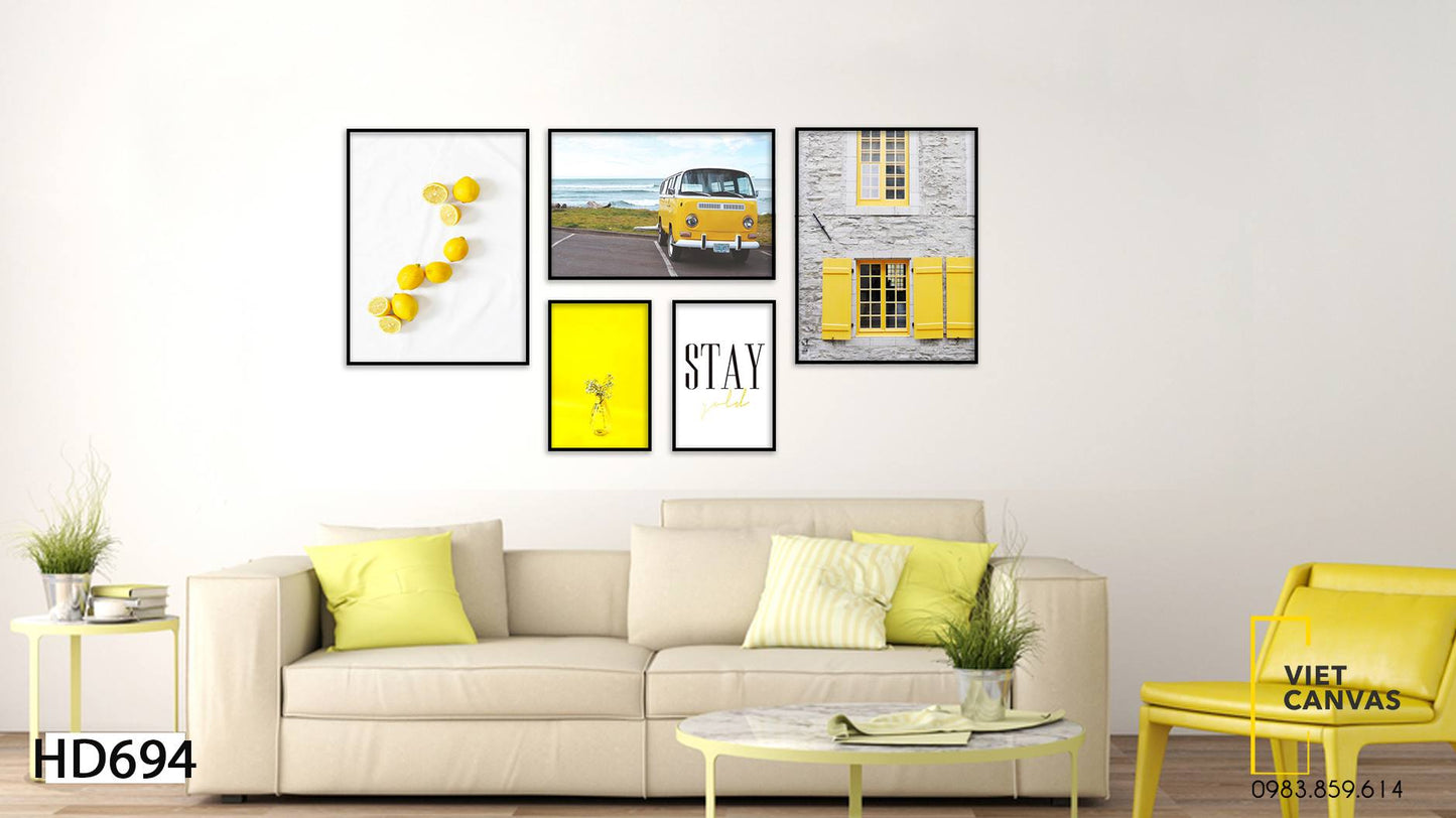 Bộ 5 Tranh Chiếc Xe, Những Quả Chanh Và Khung Cửa Sổ - HD694