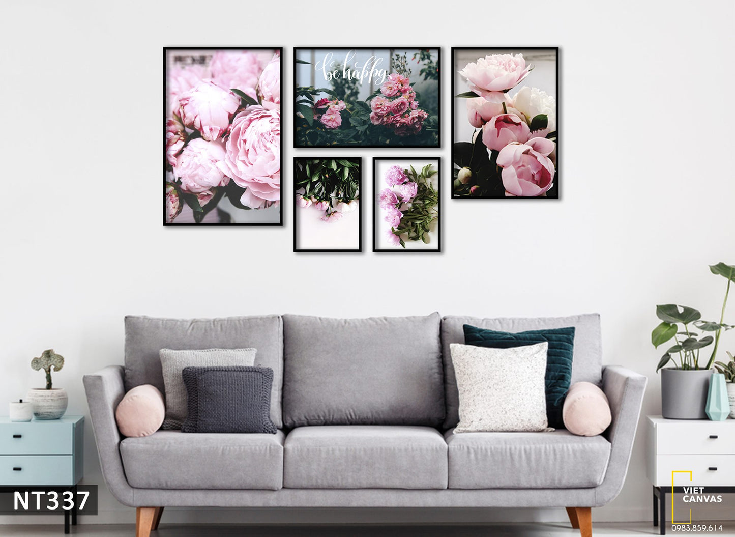 Bộ 5 Tranh Flowers Make You Happy - NT337