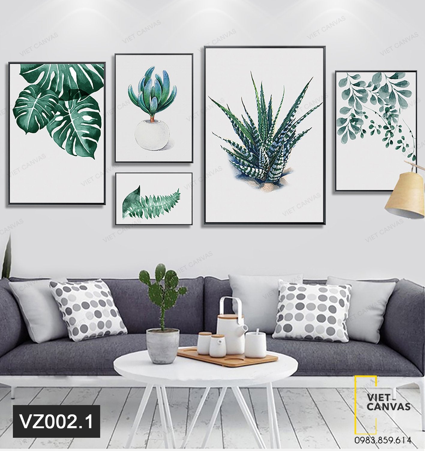 Bộ 5 Tranh Lá Cây Xanh Tươi - VZ002.1