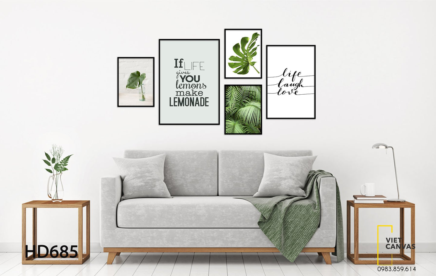 Bộ 5 Tranh Lá Xanh Và Quotes - HD685