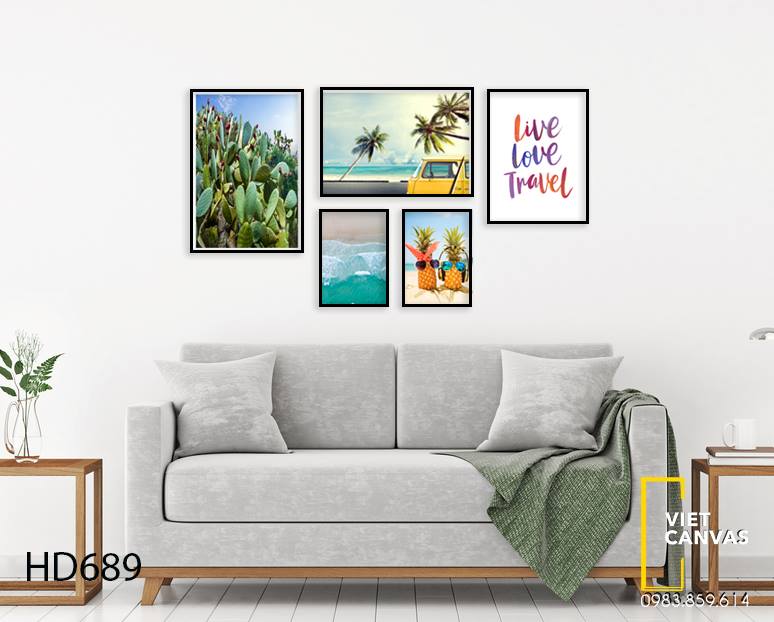 Bộ 5 Tranh Xương Rồng, Biển Cả Tươi Mát Và Quotes - HD689