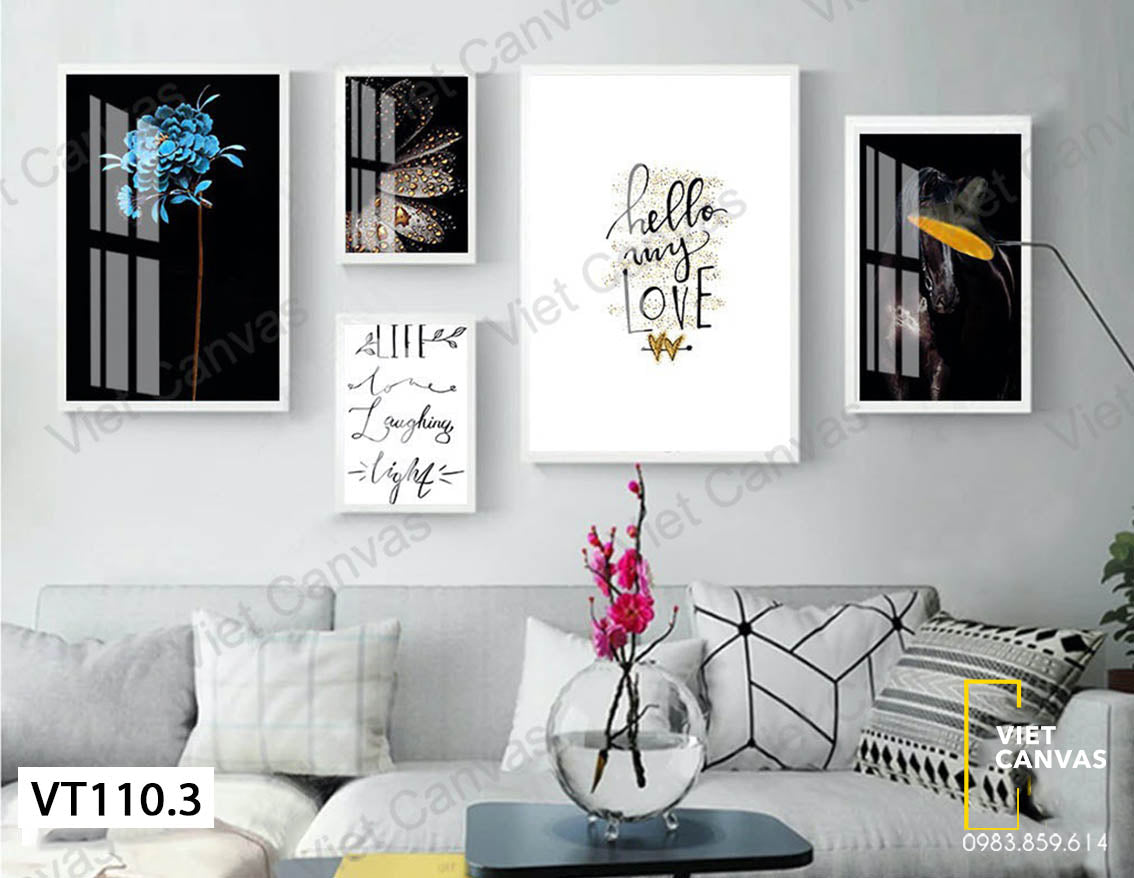 Bộ 5 Tranh Hoa Và Quotes - VT110.3