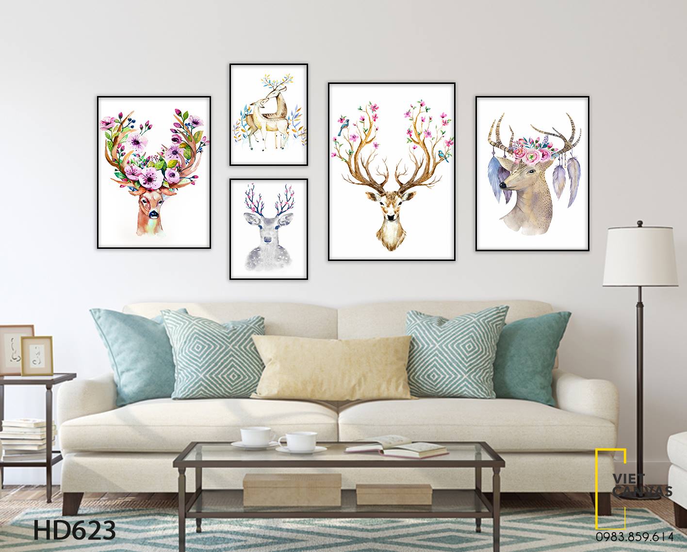 Bộ 5 Tranh Những Chú Hươu Sắc Màu - HD623
