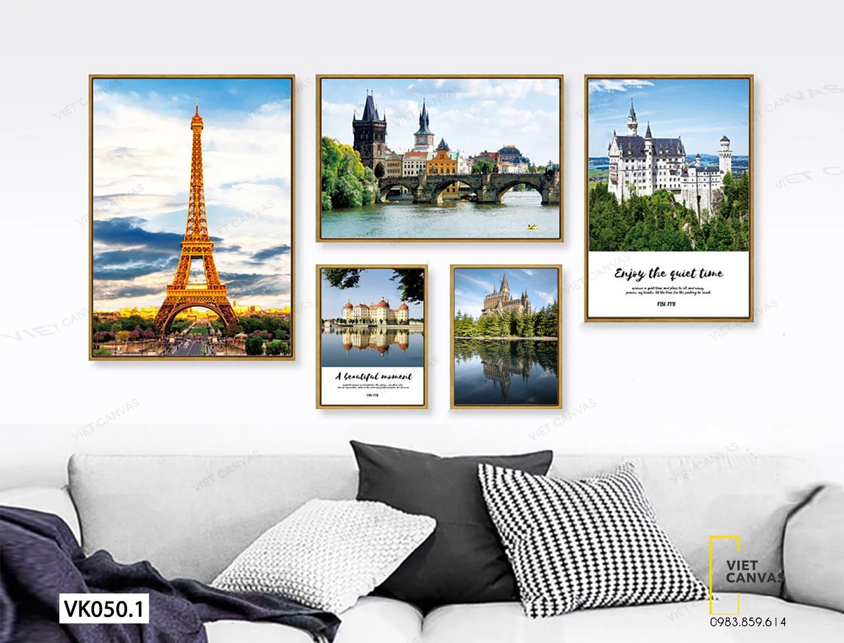 Bộ 5 Tranh Thành Phố Hiện Đại Và Tháp Eiffel - VK050.1