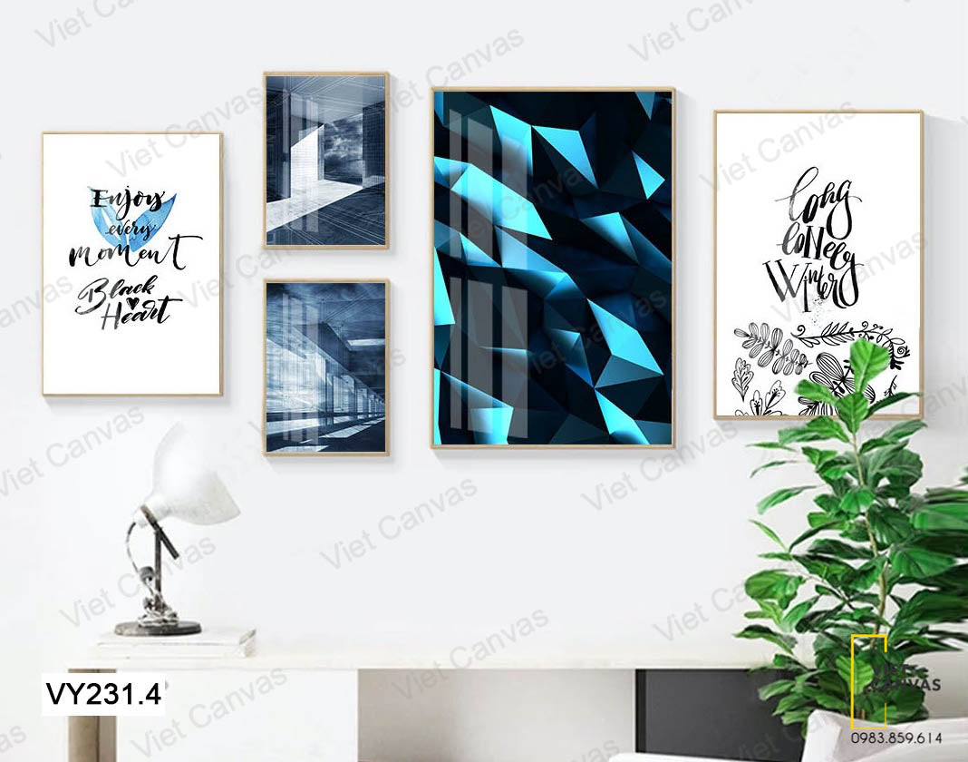 Bộ 5 Tranh Quotes Và Hình Khối - VY231.4