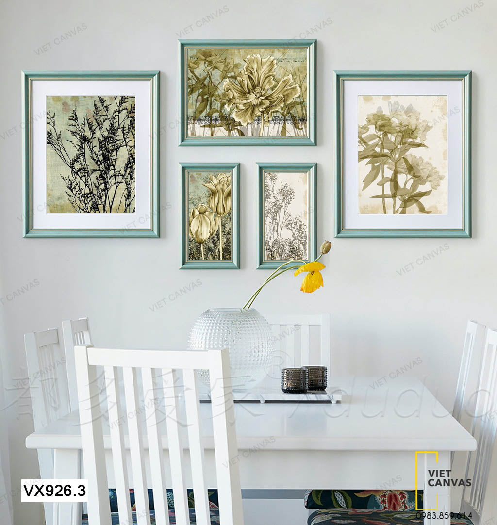 Bộ 5 Tranh Vườn Hoa Nhẹ Nhàng - VX926.3