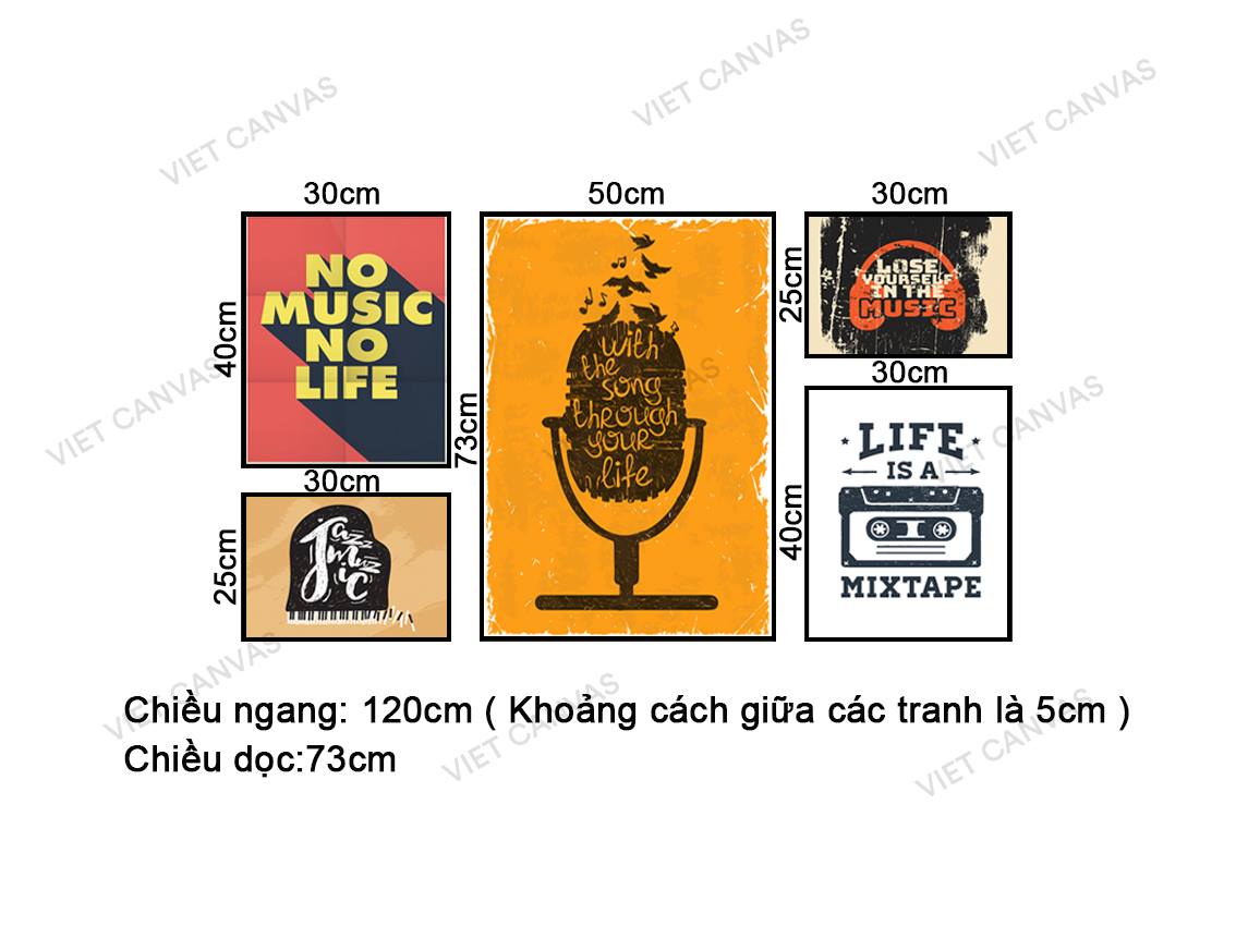 Bộ 5 Tranh Sắc Màu Quotes - NT389