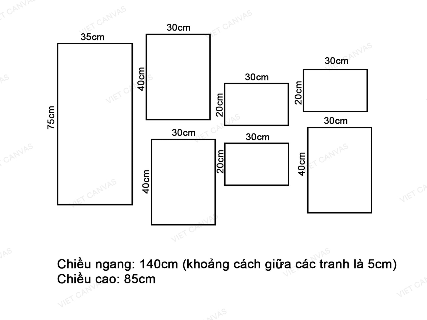 Bộ 7 Tranh Hươu, Ngựa Vằn, Lá Cây Và Hình Tam Giác - VK784