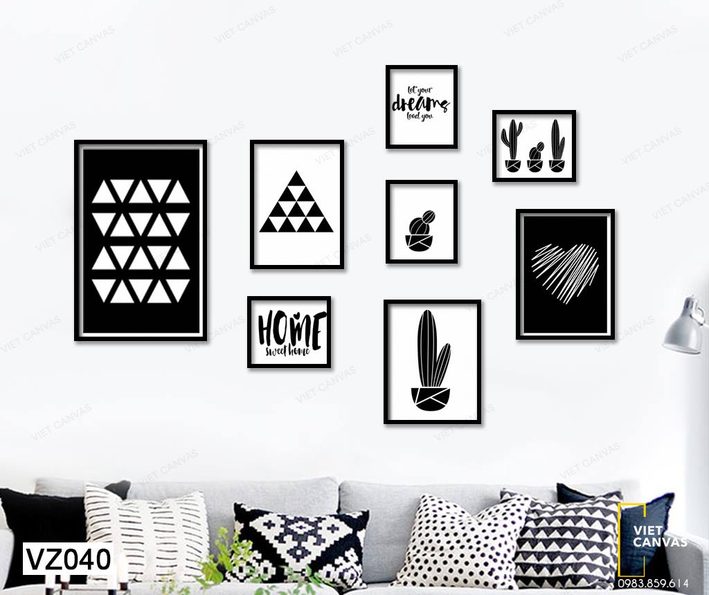 Bộ 8 Tranh Hình Học Và Cây Cối Đơn Giản - VZ040