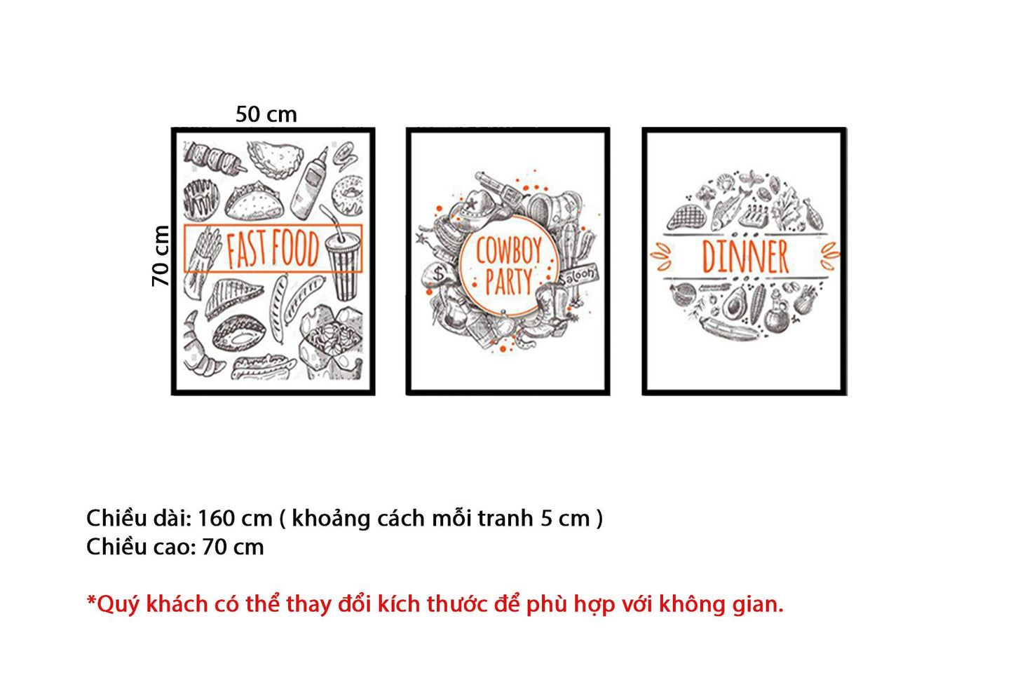 Bộ 3 Tranh Thức Ăn - HD206