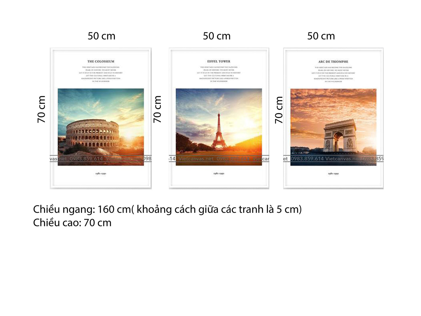 Bộ 3 Tranh Bình Minh Châu Âu - HD415