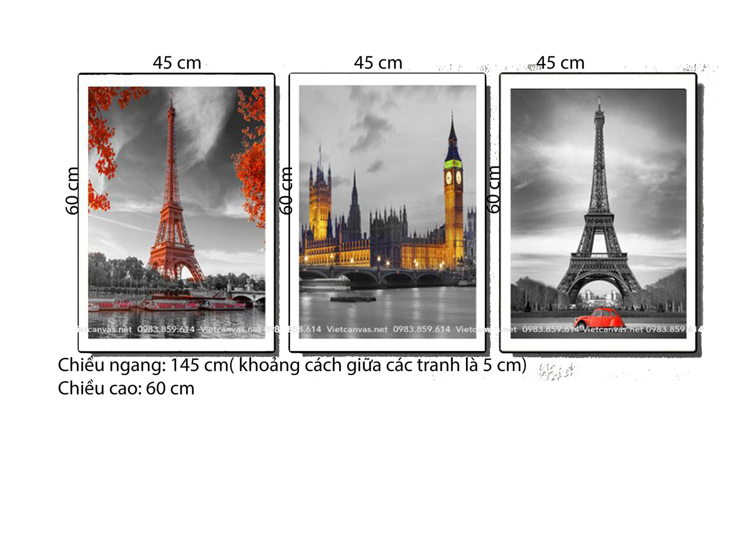 Bộ 3 Tranh Công Trình Kỳ Quan Thế Giới - HD422