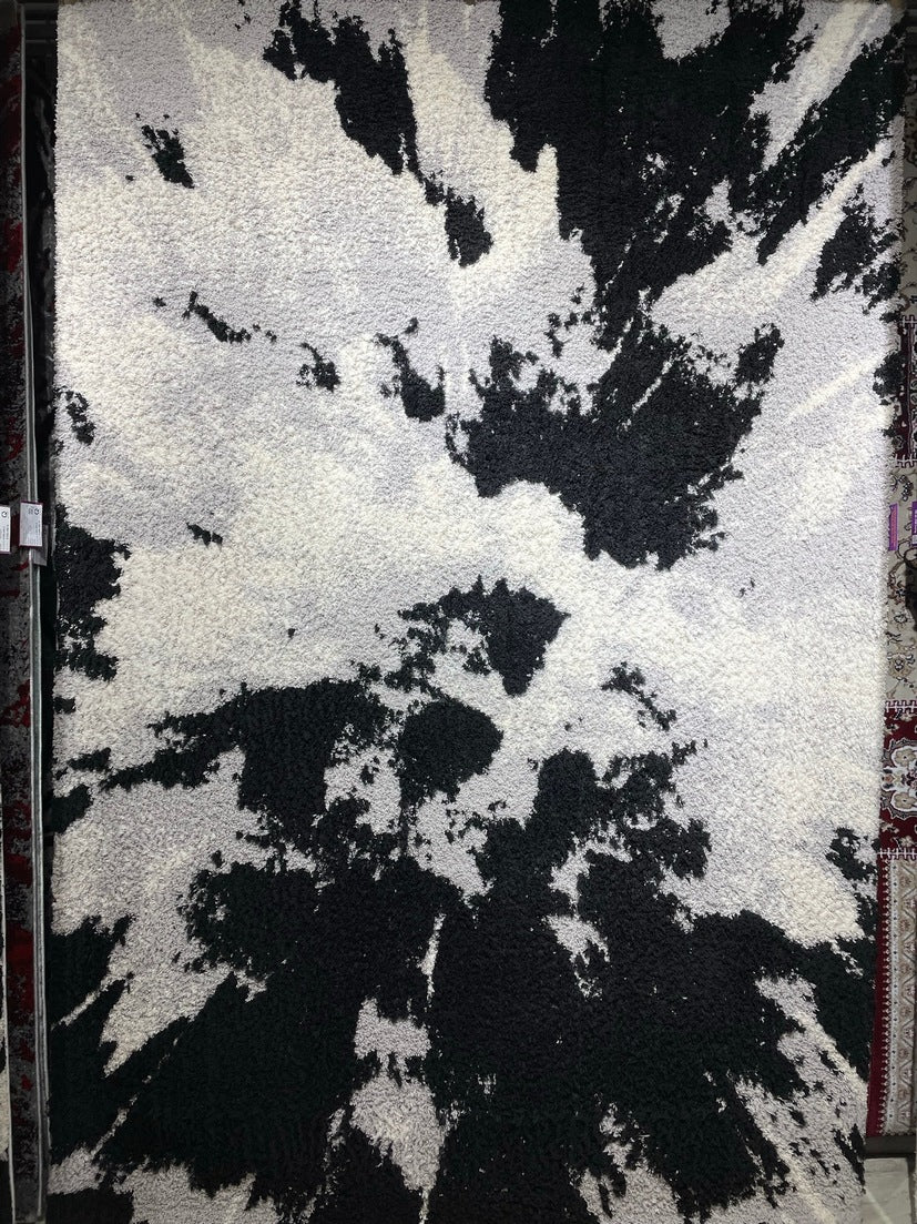Thảm Lông Xù Họa Tiết Đen Trắng Đẹp - E0006