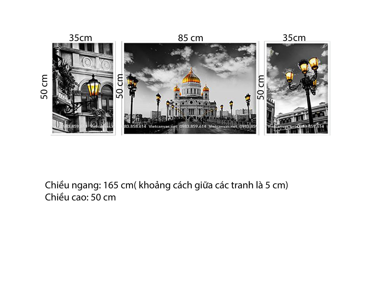 Bộ 3 Tranh Cung Điện Hoàng Gia - HD424