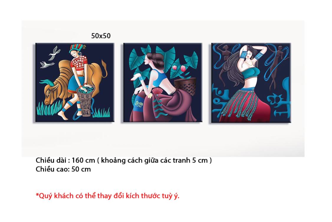 Bộ 3 Tranh Cô Gái Vùng Cao - HD322