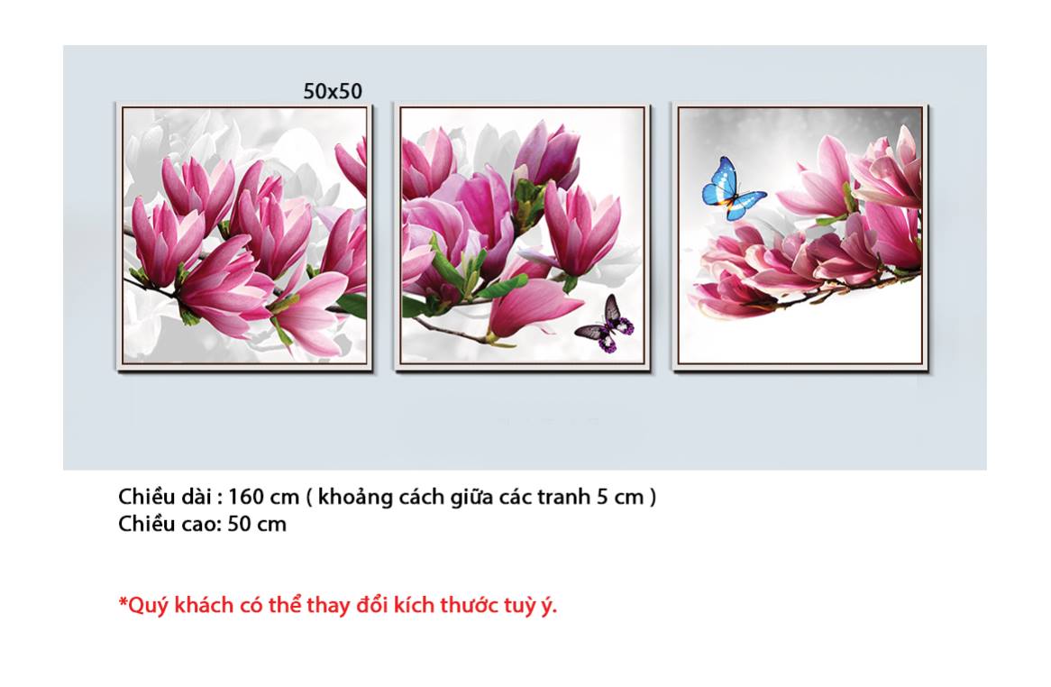 Bộ 3 Tranh Nhành Hoa Xinh Xắn - HD327