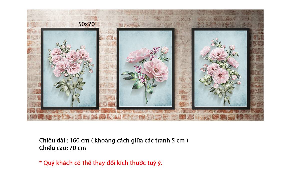 Bộ 3 Tranh Những Bông Hoa Xinh Xắn - HD336