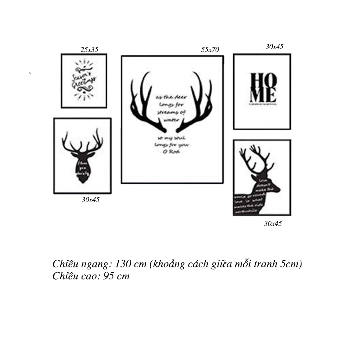 Bộ 5 Tranh Hươu Và Quotes - HD152