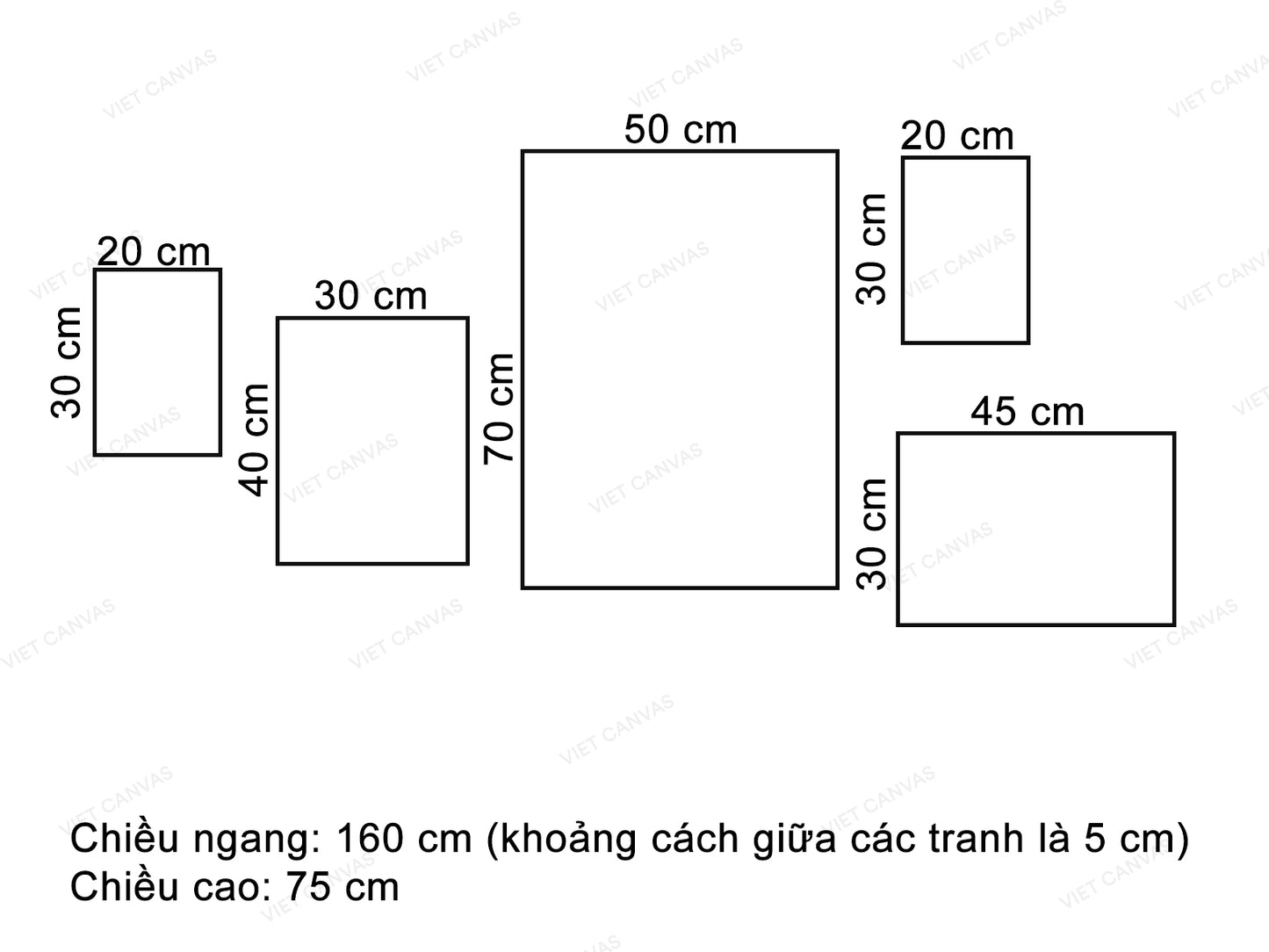 Bộ 5 Tranh Chữ Và Cảnh Vật - VW957.2