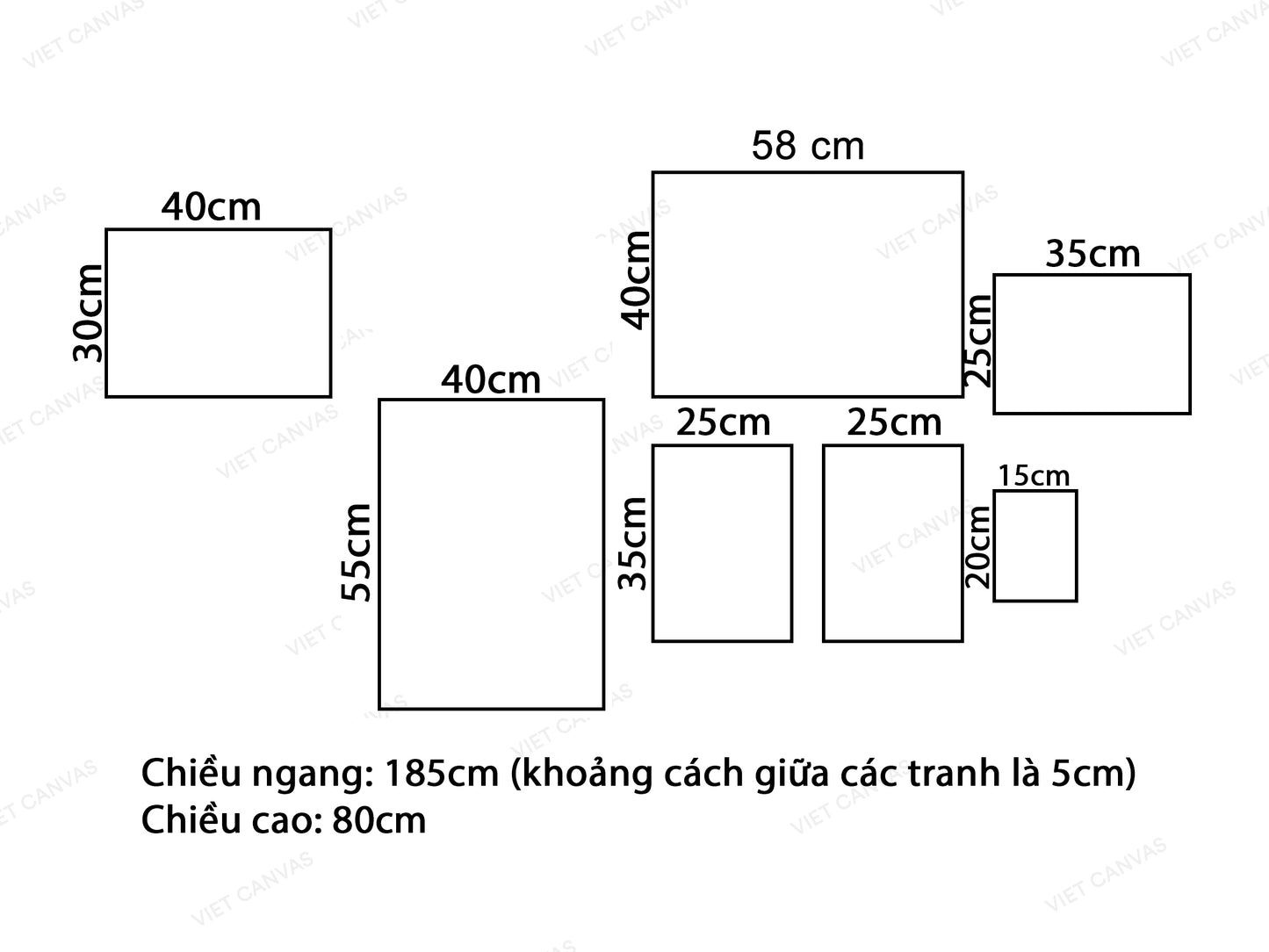Bộ 7 Tranh Hươu Và Cảnh Vật Xung Quanh - VW957.1