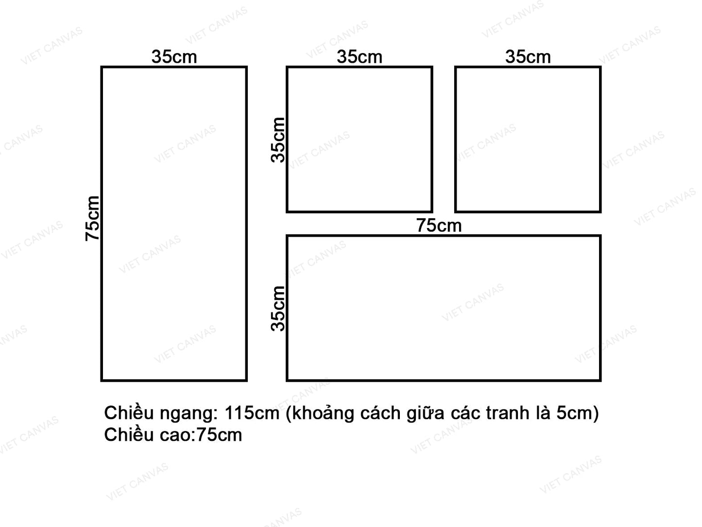Bộ 4 Tranh Hoa Đào Và Rừng Núi - VV917