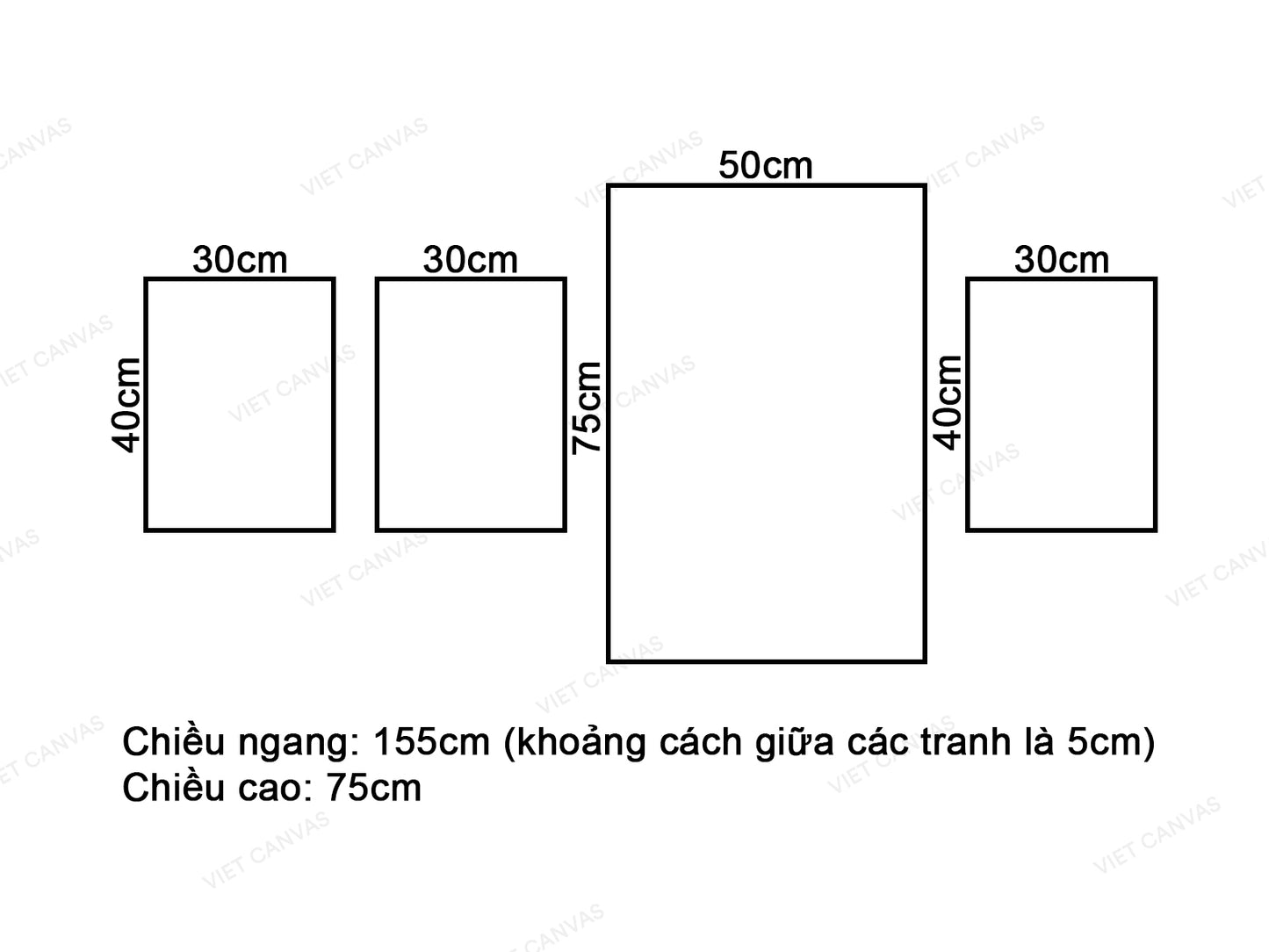 Bộ 4 Tranh Sóng Biển Và Chậu Xương Rồng - VT425.5