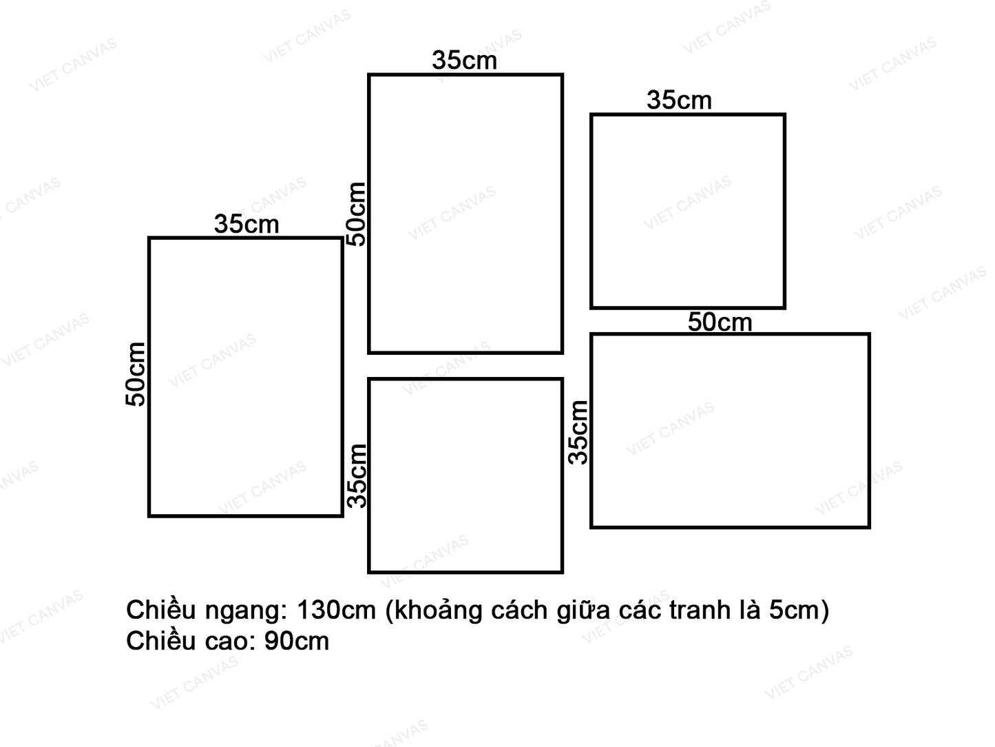 Bộ 5 Tranh Hồ Nước Và Cây - VT078