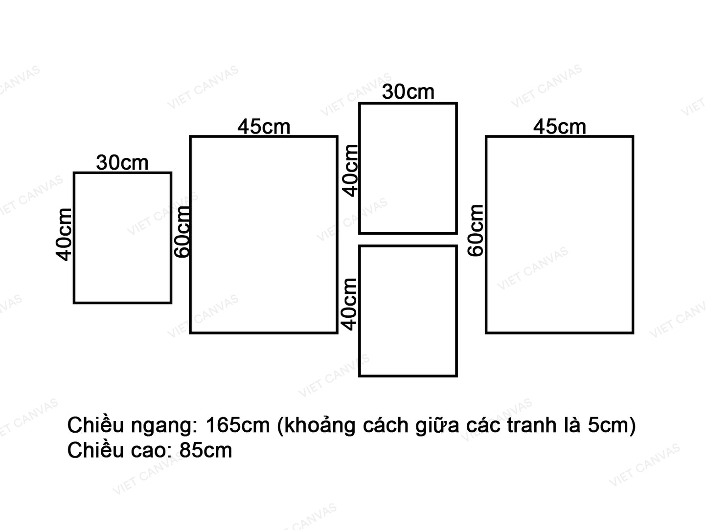 Bộ 5 Tranh Cành Lá Tre Trúc - VT243.1