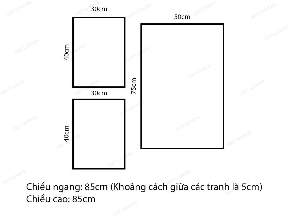 Bộ 3 Tranh Hoa Lá Và Tàu Lá Dừa - VZ846.2