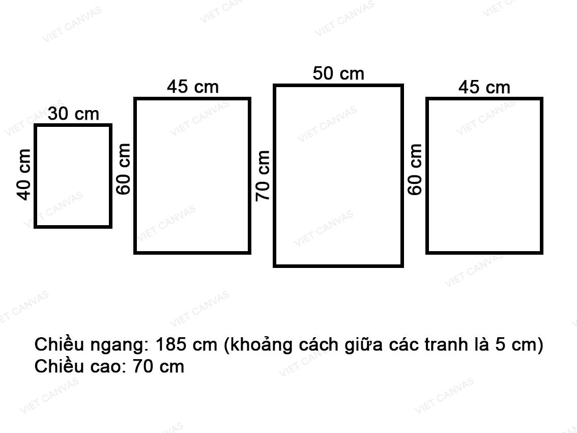 Bộ 4 Tranh Hươu, Lông Vũ, Sen Đá Và Quotes - VZ578.2