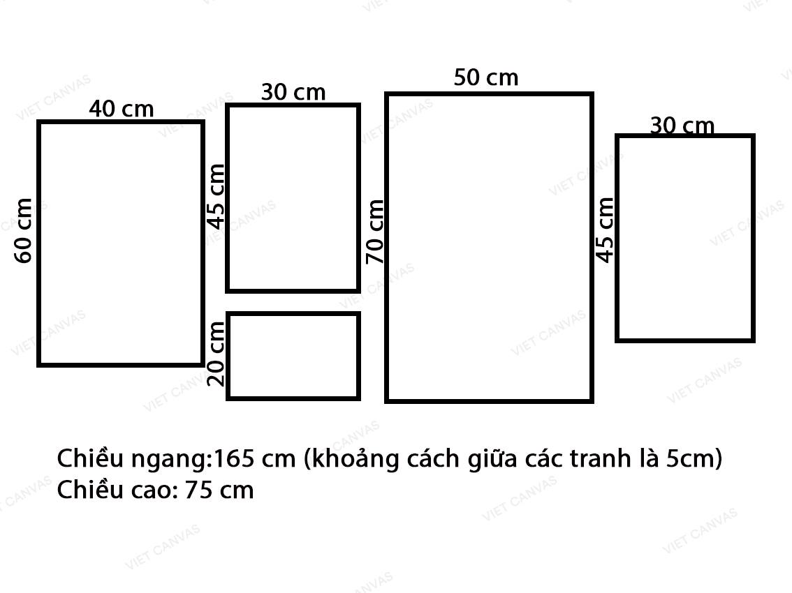 Bộ 5 Tranh Chậu Cây Lá Xanh - VZ206.1