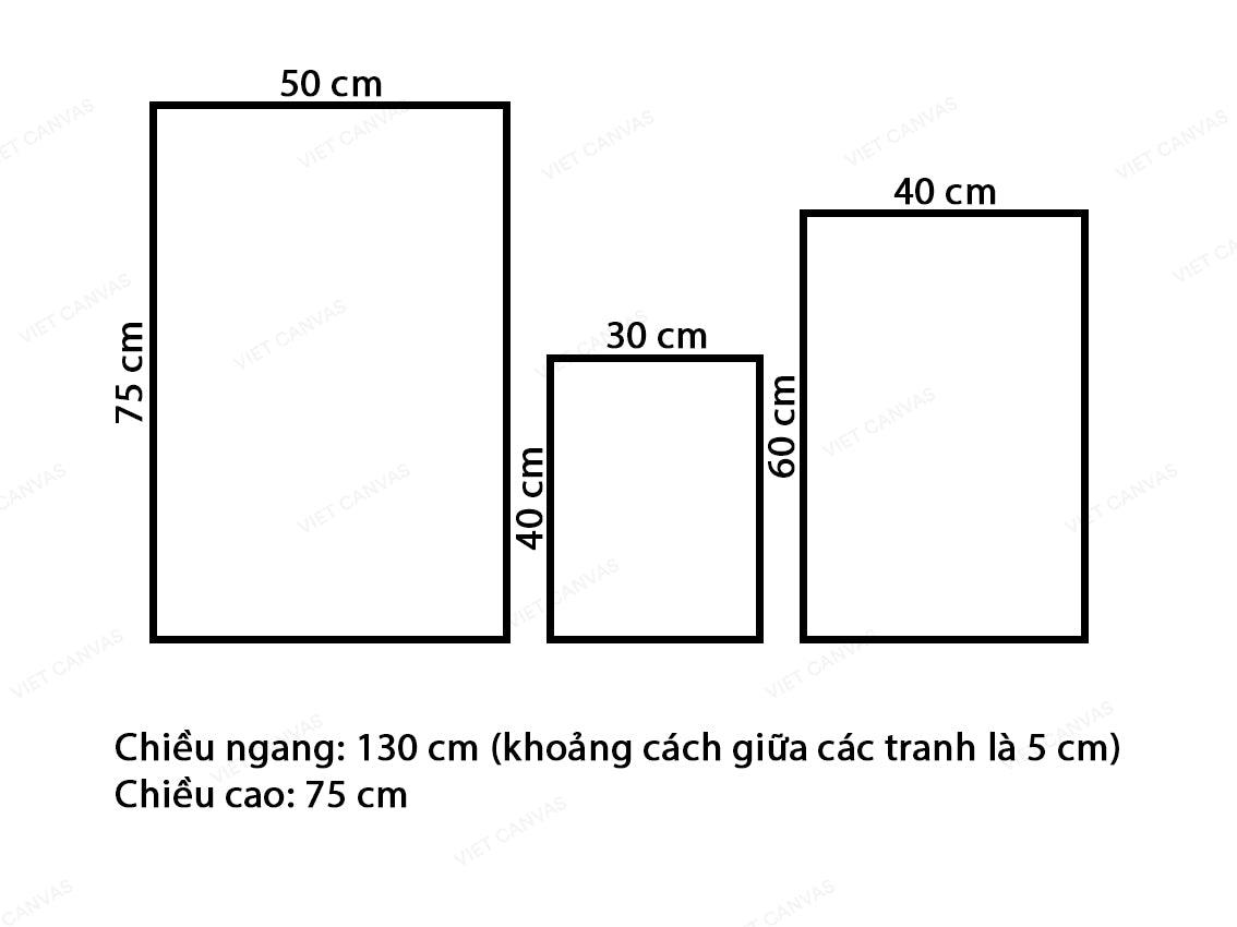 Bộ 3 Tranh Hoa Lá Tươi Tắn - VW340.1