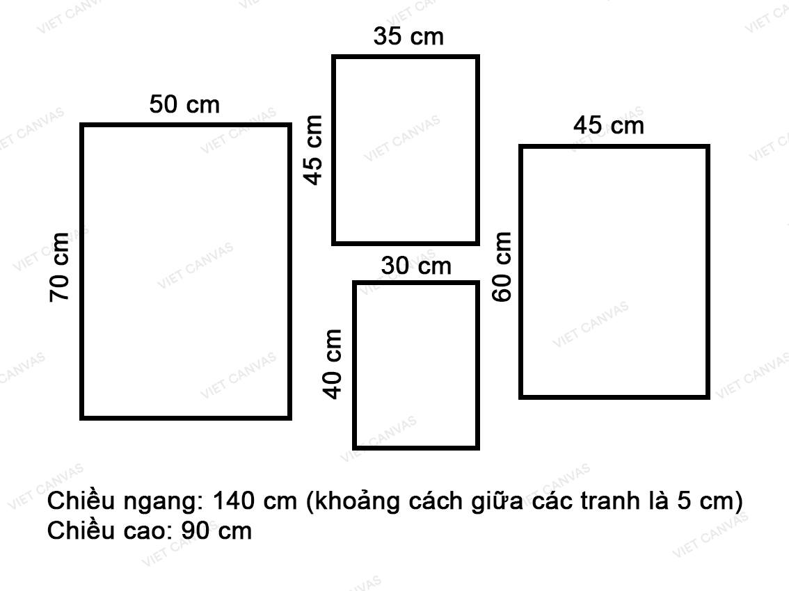 Bộ 4 Tranh Cành Lá Nhỏ Và Quotes - VY048.3