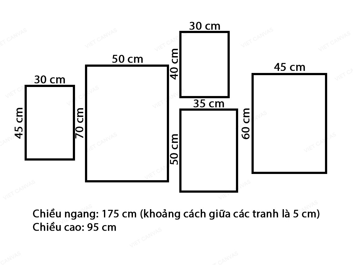 Bộ 5 Tranh Chú Rể, Cô Gái Và Hoa Lá - VU149.1