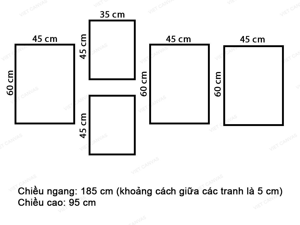 Bộ 5 Tranh Lá Cây Xanh Và Quotes - VY048.2