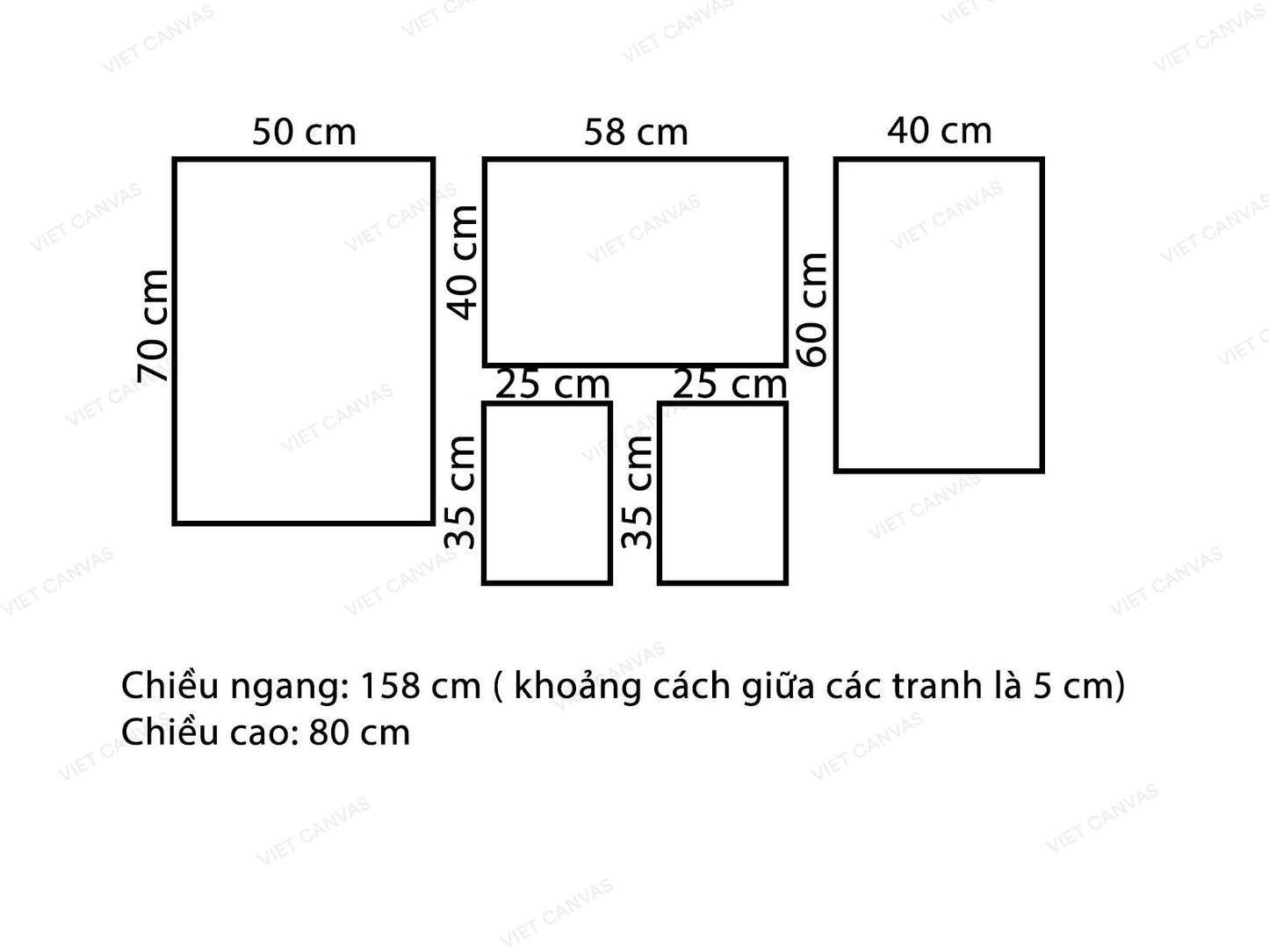 Bộ 5 Tranh Con Ngựa Và Những Ngọn Núi - VW958.1