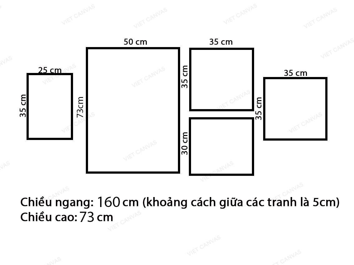Bộ 5 Tranh Hoa Lá Khoe Sắc - VZ474.1