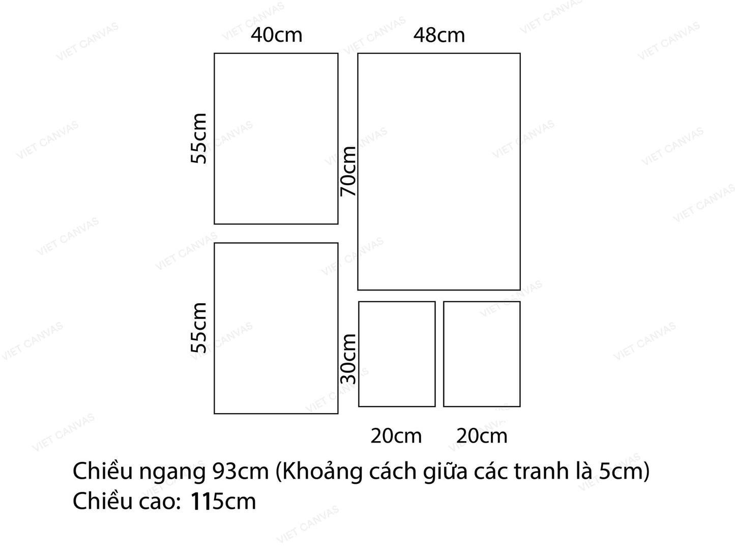 Bộ 5 Tranh Lá Cây Xanh, Quả Dứa, Biển Cả Và Cành Cây Khô - VZ365.1