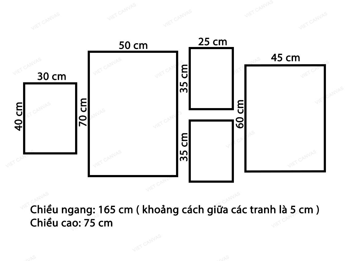 Bộ 5 Tranh Bức Tường, Hồ Nước. Biển Cả Và Quotes - VZ003.1
