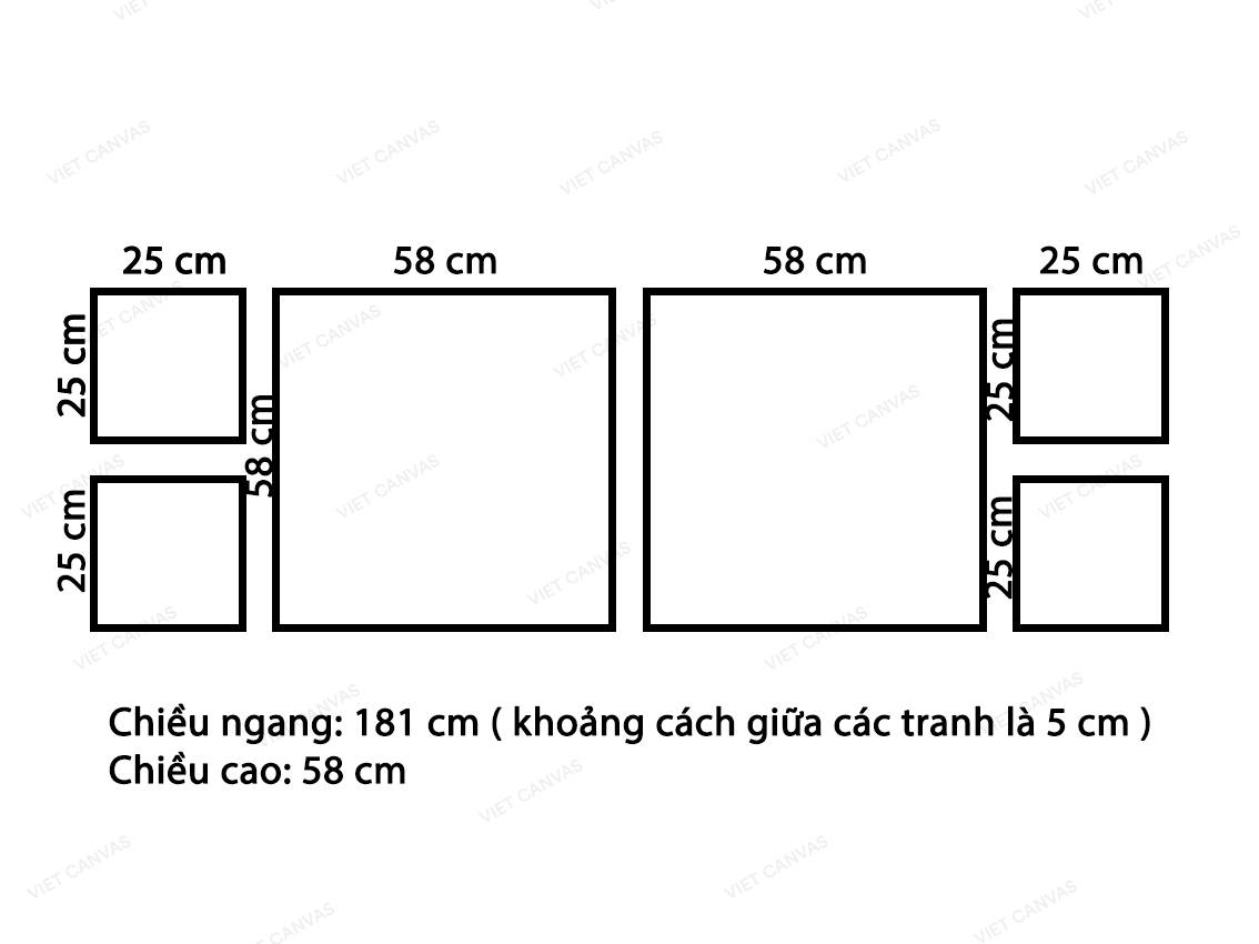 Bộ 6 Tranh Cánh Đồng Hoa Lavender - VZ001.2