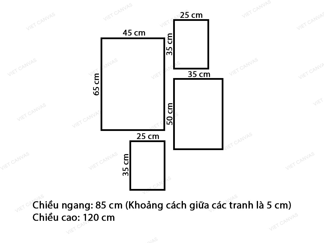 Bộ 4 Tranh Hươu Cao Cổ Và Hoa - VU753.2