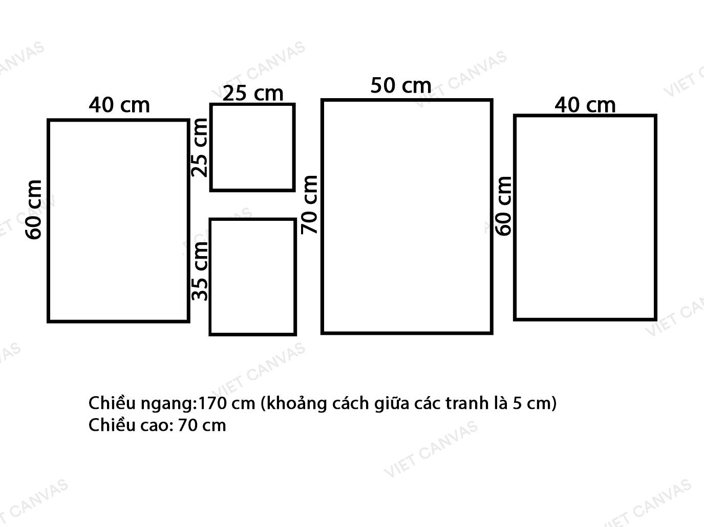Bộ 5 Tranh Chậu Cây Xanh Ngát Và Sen Đá Tươi Xanh - VZ934