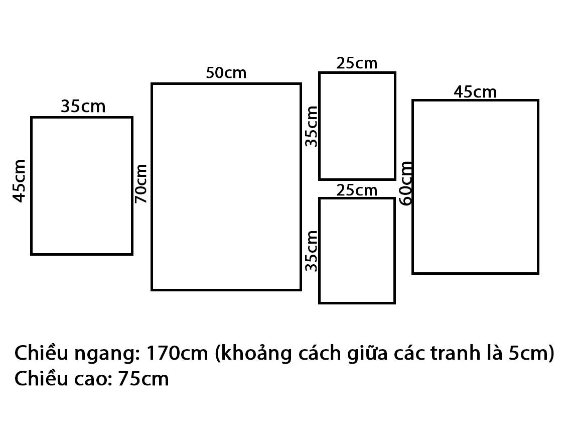 Bộ 5 Tranh Khung Cửa, Lá Cây Và Chiếc Sừng - VY545.2
