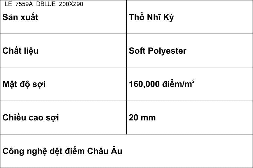 Thảm Sợi Ngắn - LE_7559A_DBLUE_200X290